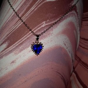 Sapphire Zircon Heart Pendant